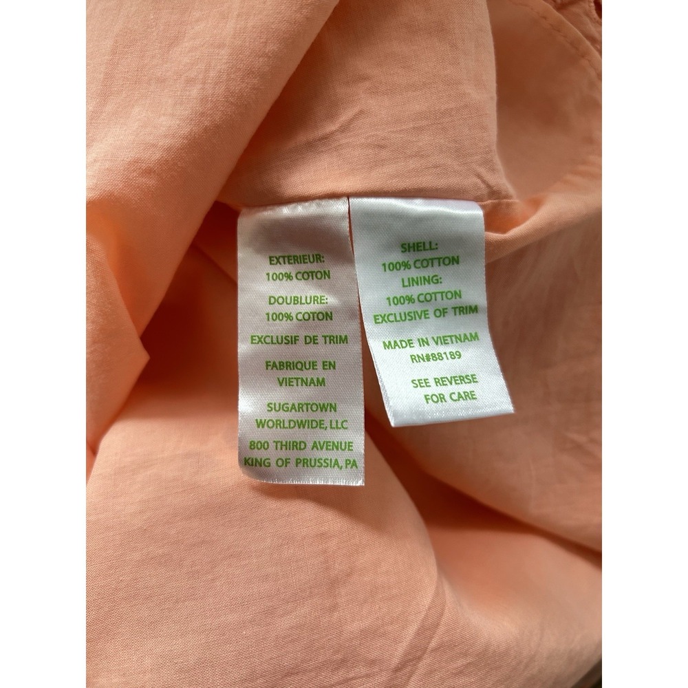 Lilly Pulitzer Astara Eyelet Shift Dress Peach Palm Tree Eyelet Pom Pom Trim M - Picture 7 of 7